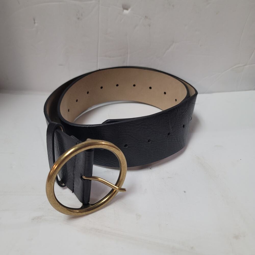 INC International Concept NEW Classic Panel Belt Black metal Medium Adjustable